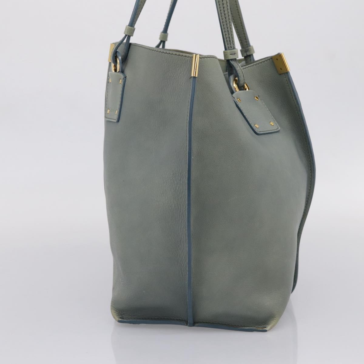 Chloe Vic Tote Bag Leather Light Blue Gold Tone Auth BA16184 - Jerrillo image 5