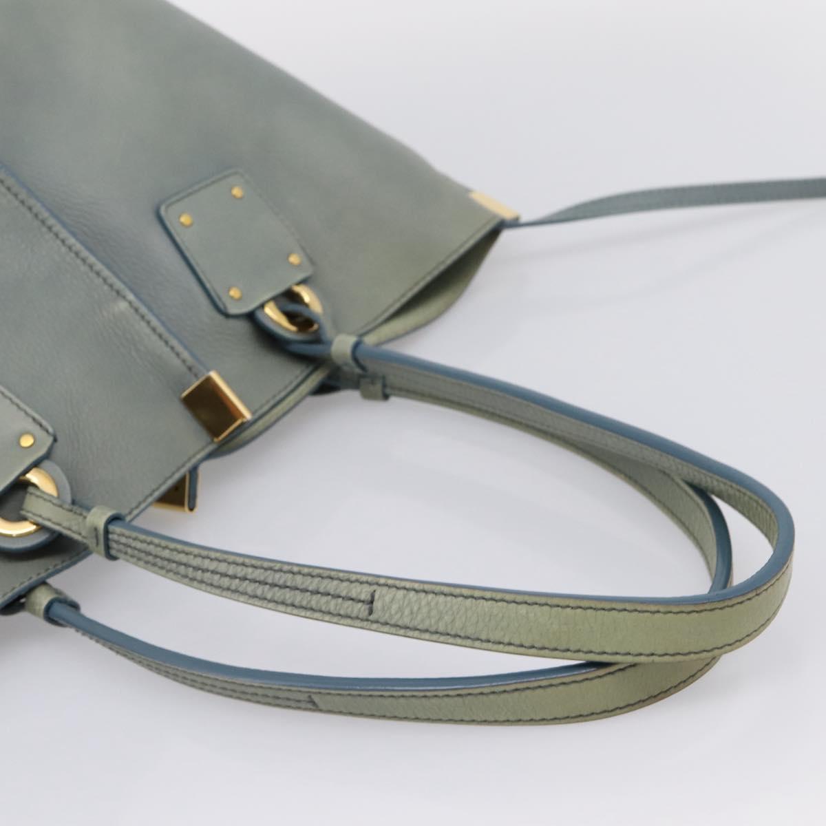 Chloe Vic Tote Bag Leather Light Blue Gold Tone Auth BA16184 - Jerrillo image 7