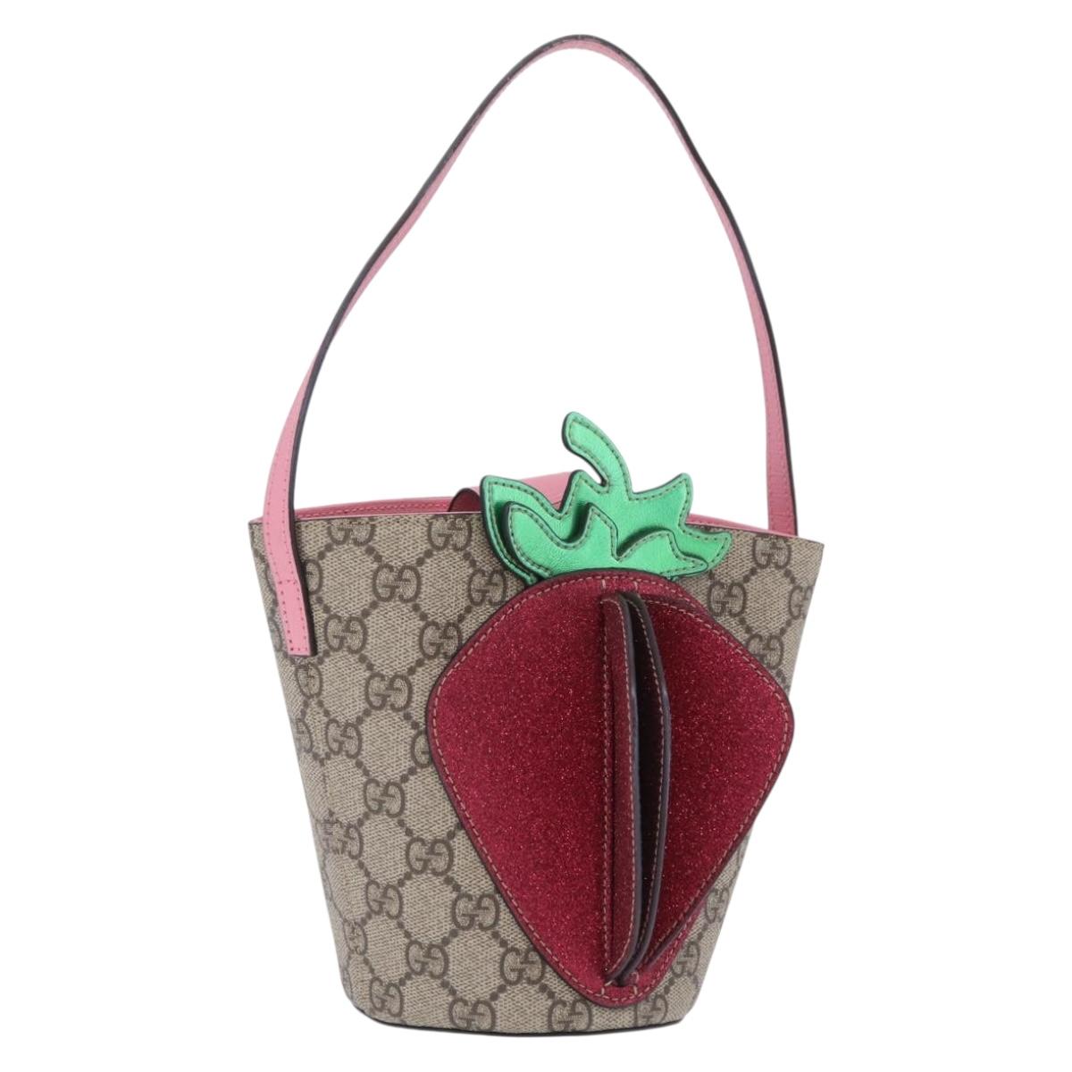 GUCCI GG Supreme Childrens Hand Bag PVC Beige Pink 630591 Auth BA16269V - Jerrillo