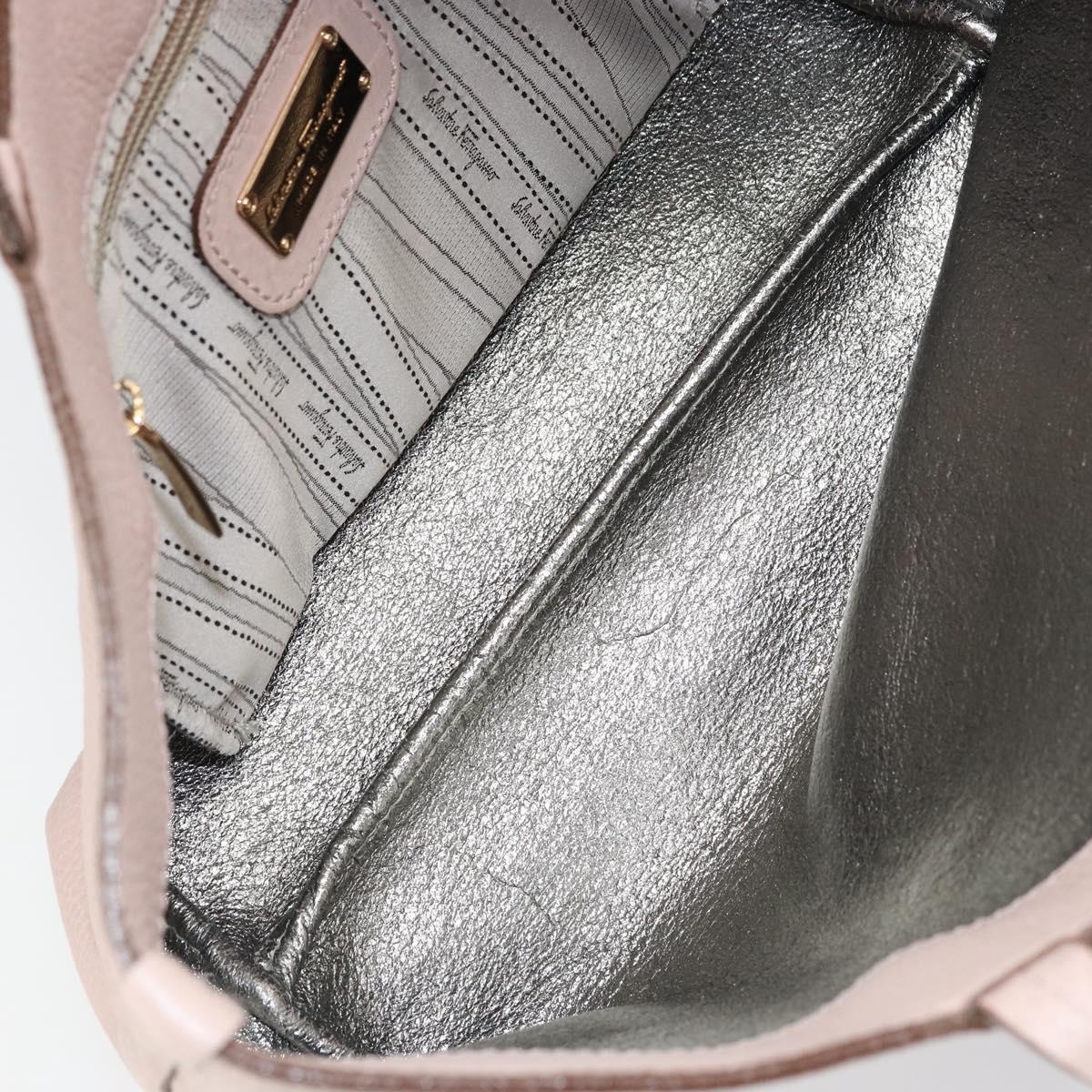 Salvatore Ferragamo Gancini Tote Bag Leather Pink Gold Auth BA9328 - Jerrillo image 10