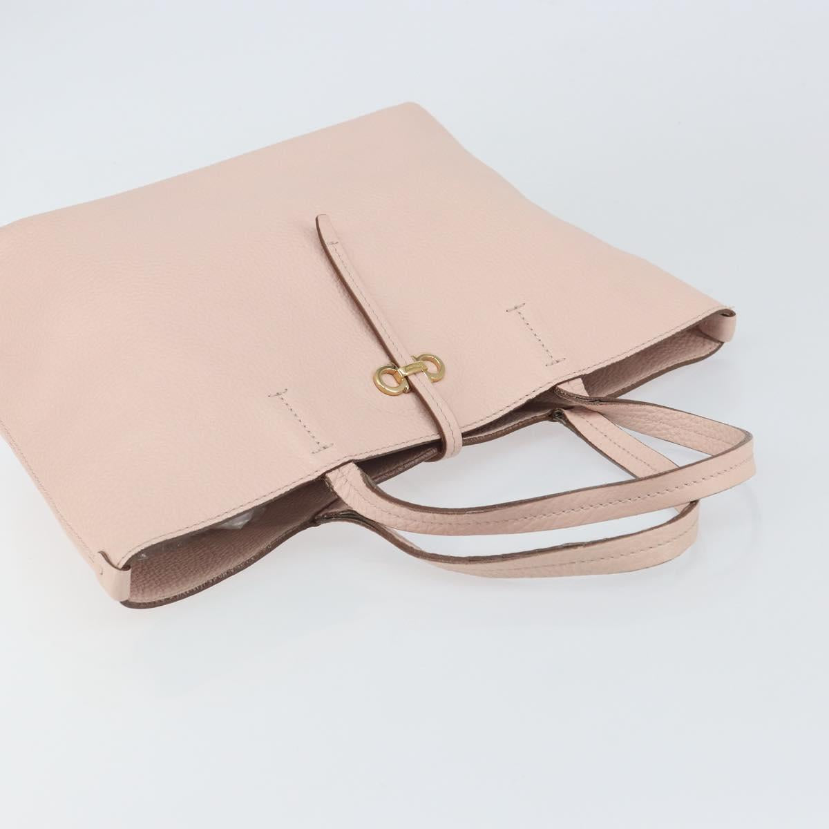 Salvatore Ferragamo Gancini Tote Bag Leather Pink Gold Auth BA9328 - Jerrillo image 6