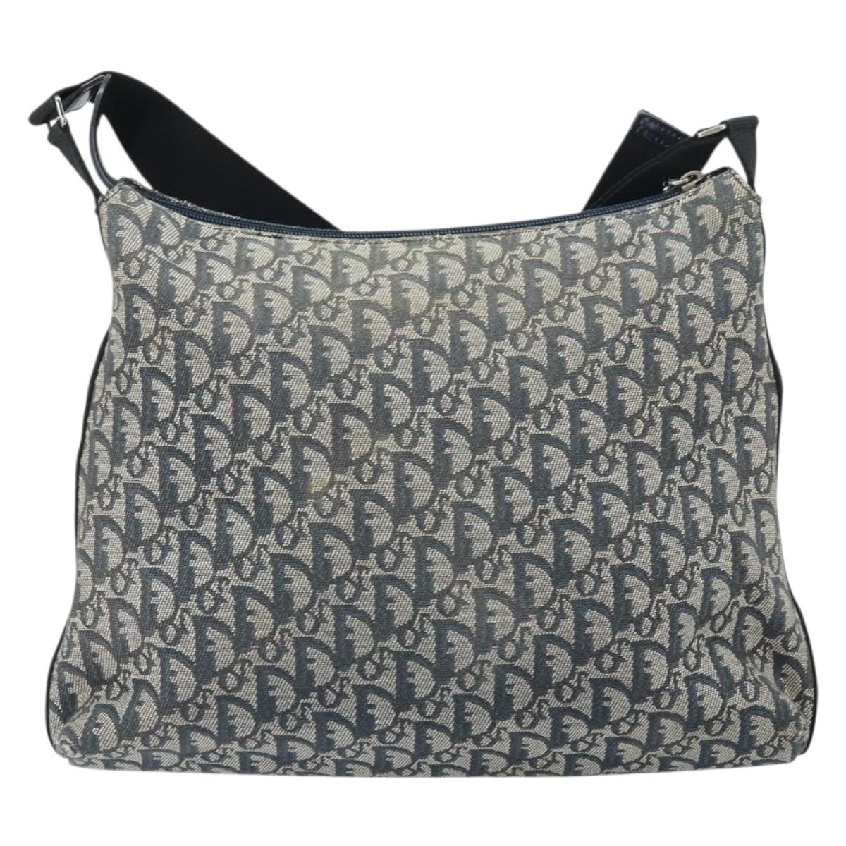 Christian Dior Trotter Canvas Shoulder Bag Navy Silver Auth bs33269 - Jerrillo image 2
