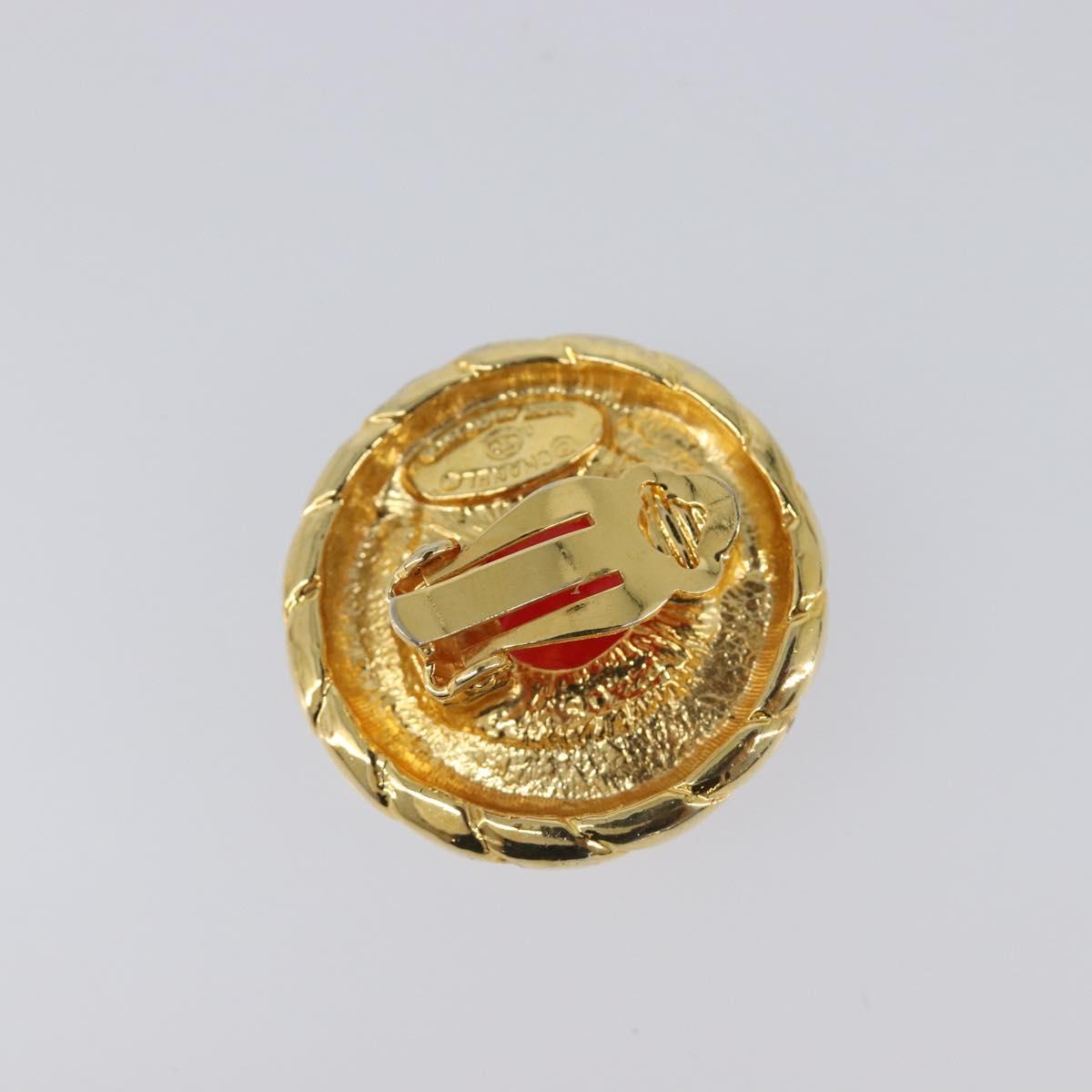 CHANEL Earring Metal Gold Tone Red CC Auth bs37169 - Jerrillo image 10
