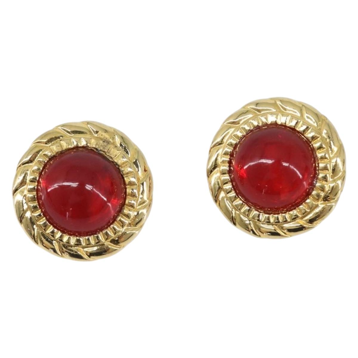 CHANEL Earring Metal Gold Tone Red CC Auth bs37169 - Jerrillo image 2
