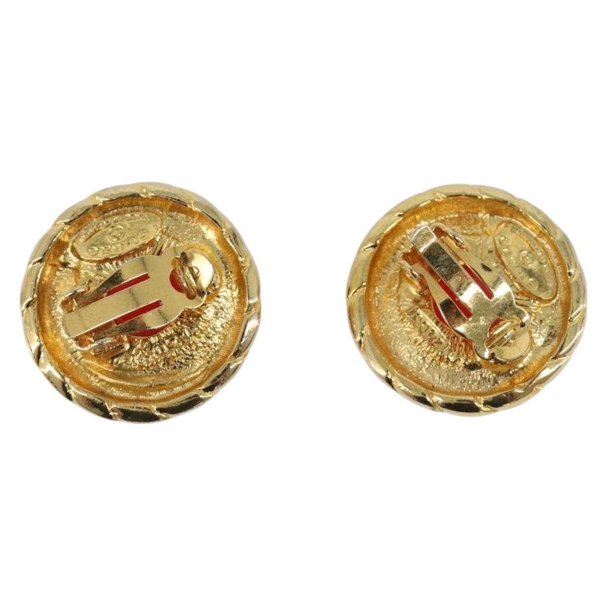 CHANEL Earring Metal Gold Tone Red CC Auth bs37169 - Jerrillo image 3