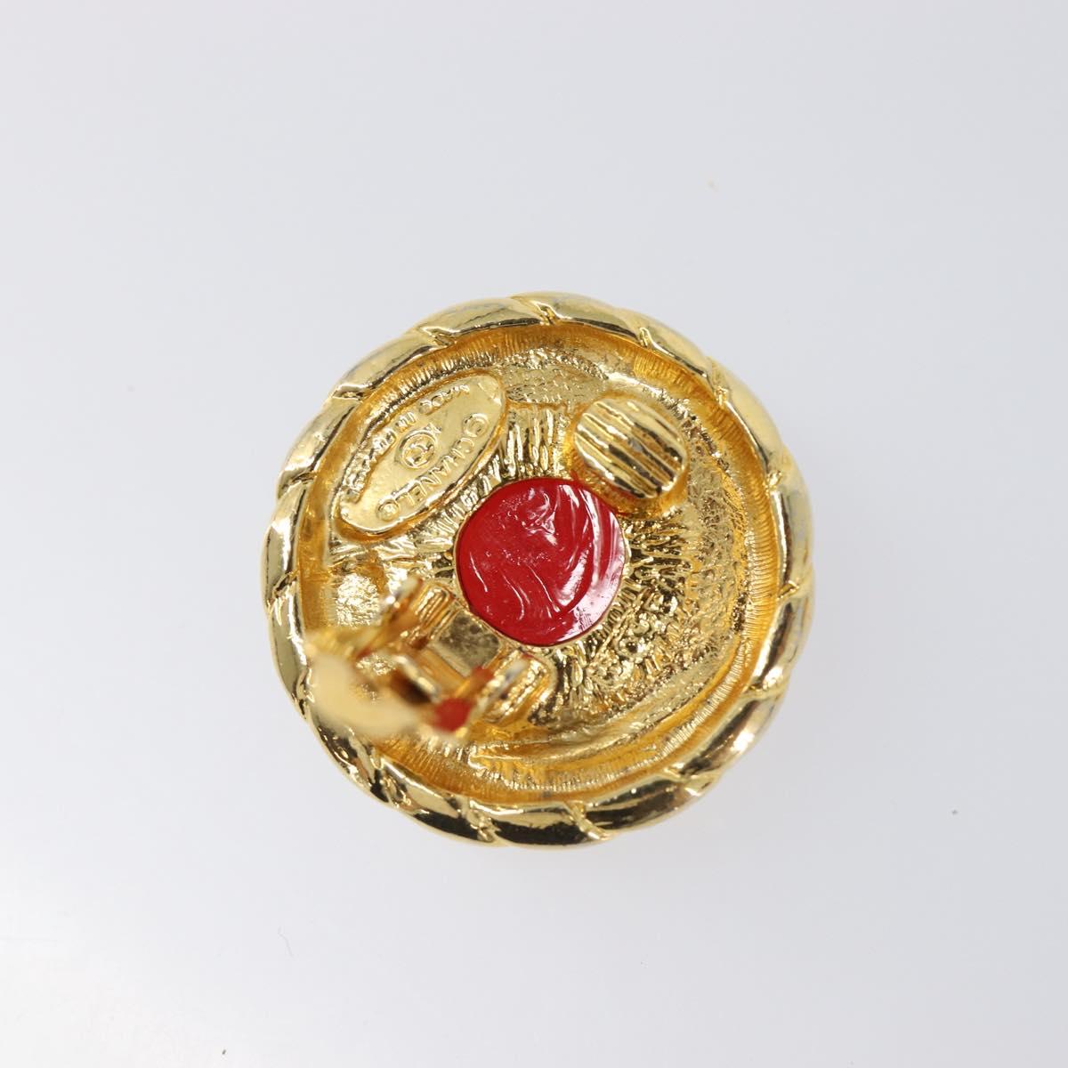 CHANEL Earring Metal Gold Tone Red CC Auth bs37169 - Jerrillo image 7