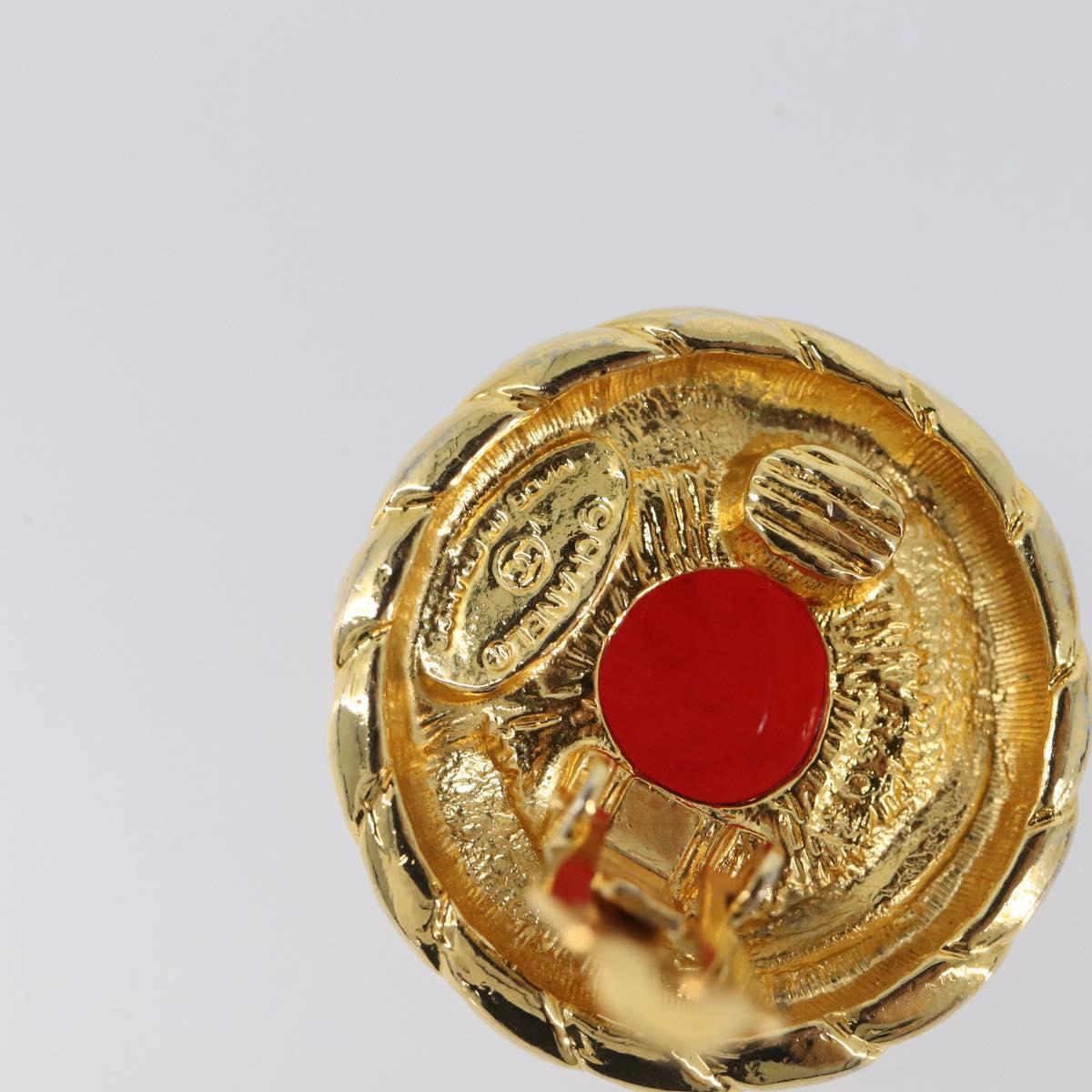CHANEL Earring Metal Gold Tone Red CC Auth bs37169 - Jerrillo image 8