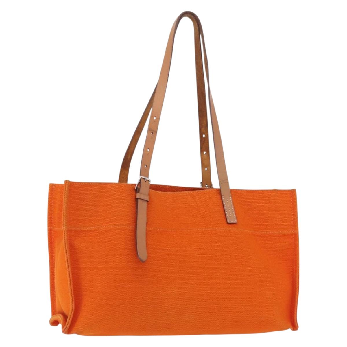 HERMES Etriviere Elan Shoulder Bag Canvas Orange Silver Auth bs37219 - Jerrillo