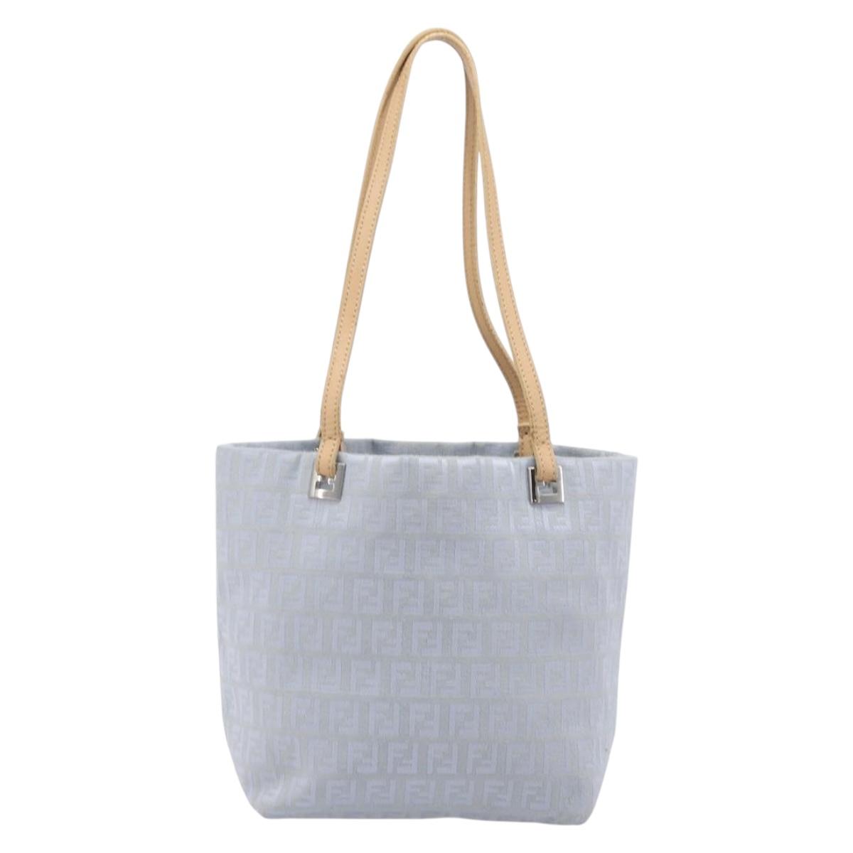FENDI Zucchino Canvas Tote Bag Light Blue Silver 8BH079 Auth bs37243 - Jerrillo image 2