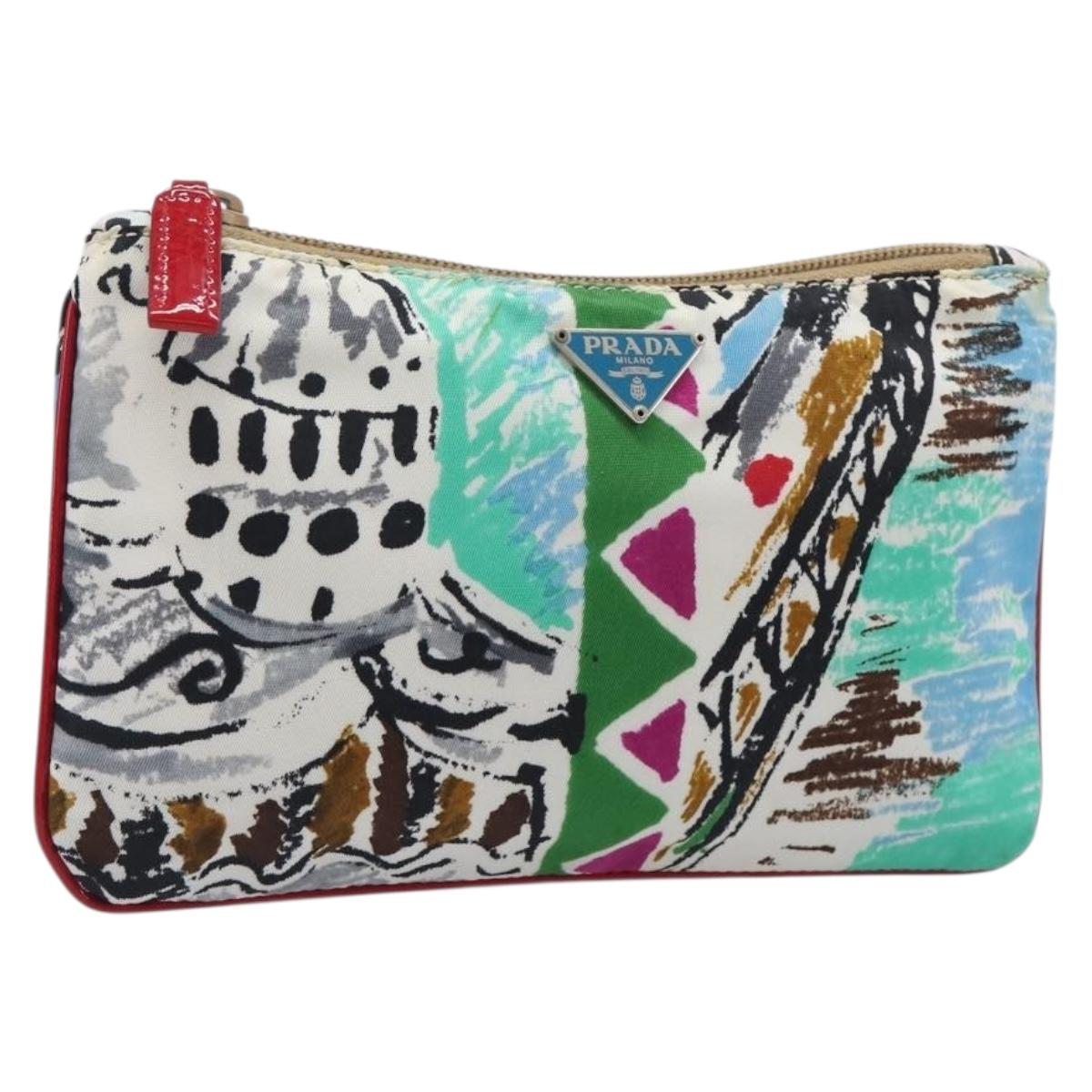 PRADA Pouch Nylon Multicolor Silver Auth bs37253A - Jerrillo