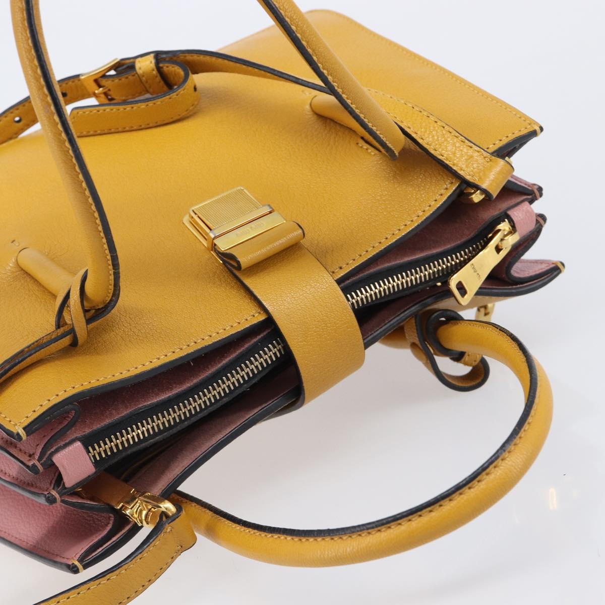 Miu Miu Hand Bag Leather 2way Yellow Gold Tone Auth bs37269A - Jerrillo image 6