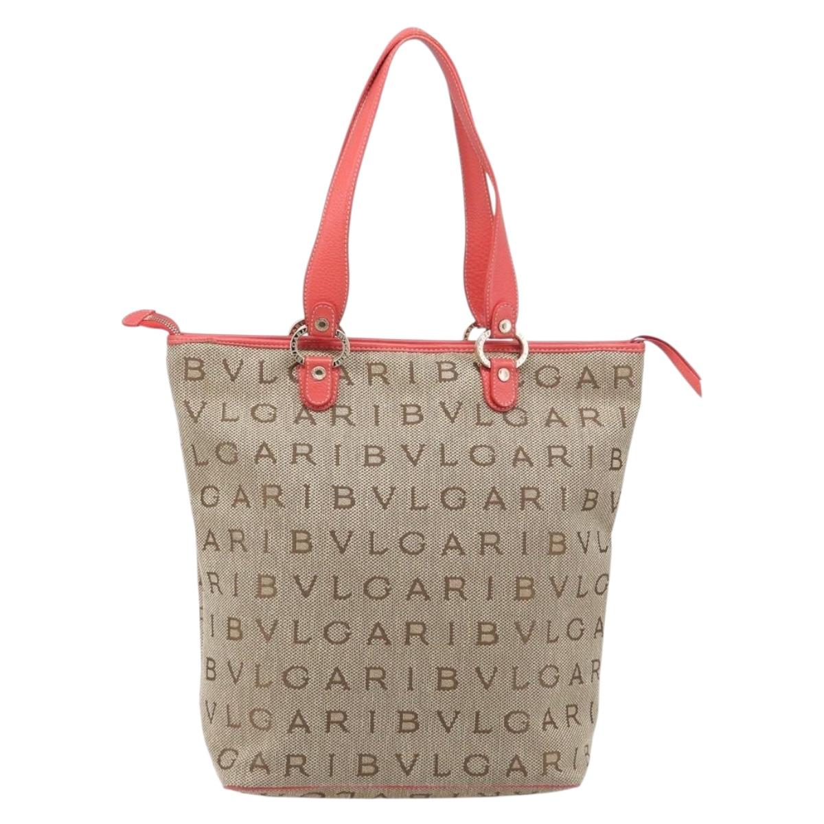 BVLGARI Tote Bag Canvas Beige Gold Auth bs37467A - Jerrillo image 2
