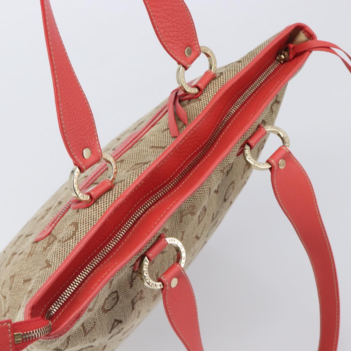 BVLGARI Tote Bag Canvas Beige Gold Auth bs37467A - Jerrillo image 6