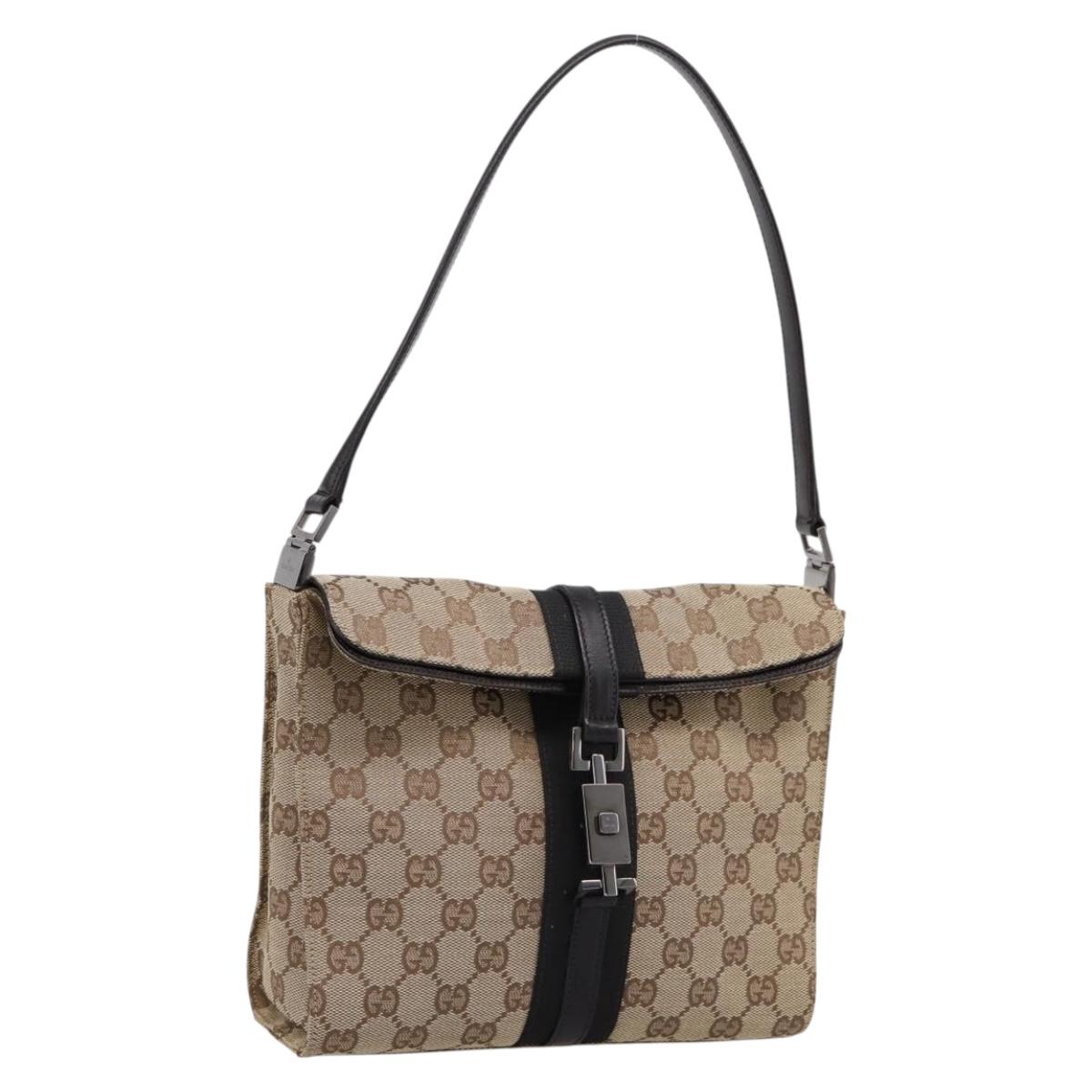 GUCCI GG Canvas Jackie Shoulder Bag Beige Silver 001 3734 Auth ep16380V - Jerrillo