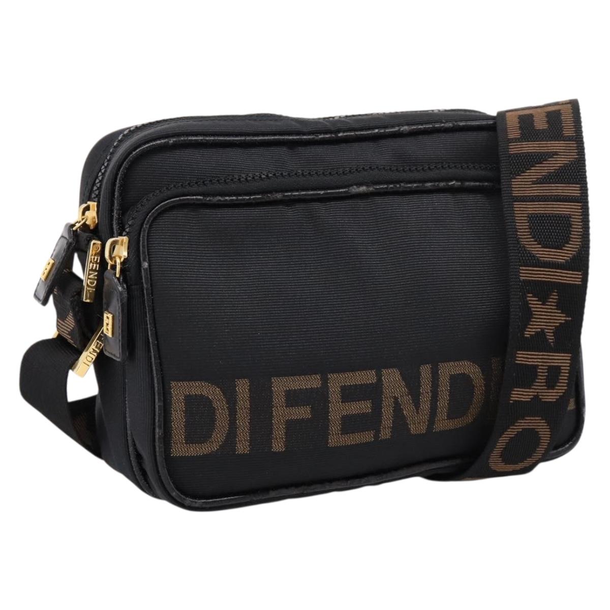 FENDI Shoulder Bag Canvas Black Gold Auth ep16408 - Jerrillo