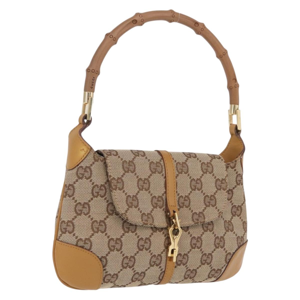 GUCCI GG Canvas Bamboo Jackie Hand Bag Beige Gold Tone 005 0811 Auth ep16573V - Jerrillo