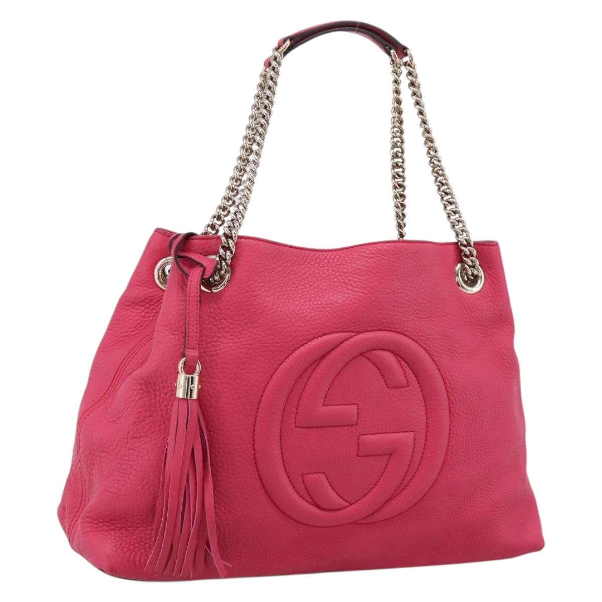 GUCCI Interlocking Soho Chain Tote Bag Leather Pink Gold 308982 Auth ep16700V - Jerrillo