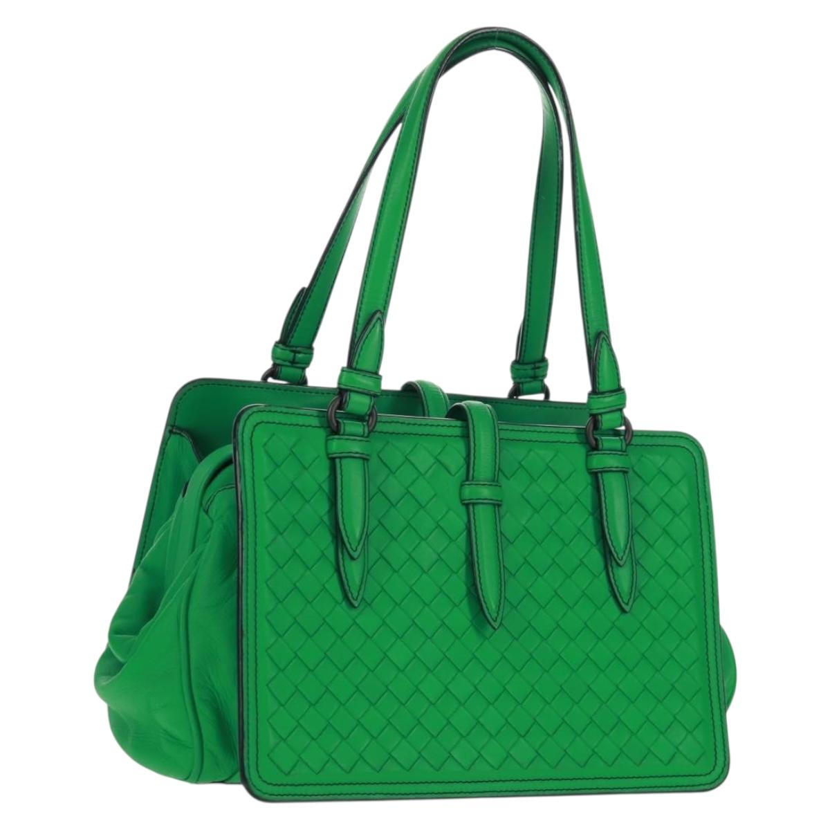 BOTTEGA VENETA INTRECCIATO Hand Bag Leather Green Auth fm5052V - Jerrillo
