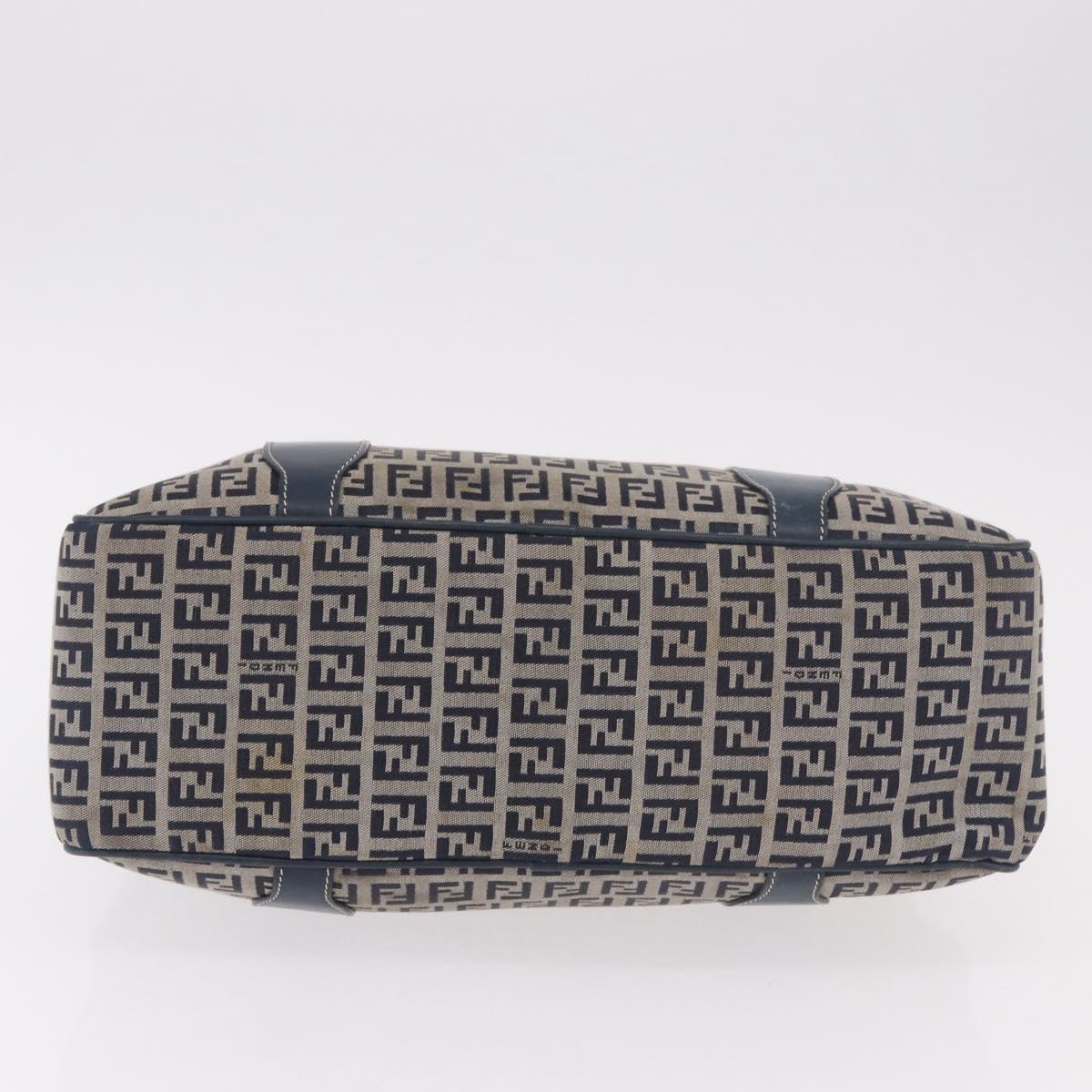 FENDI Zucchino Canvas Hand Bag Navy Silver Auth ka4913V - Jerrillo image 6