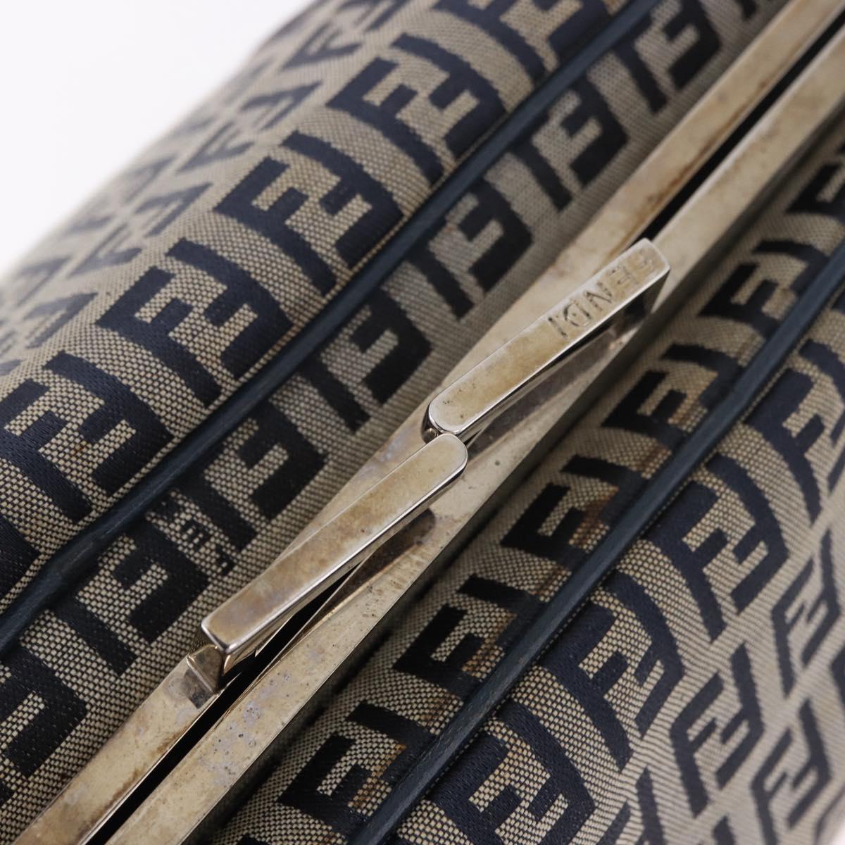 FENDI Zucchino Canvas Hand Bag Navy Silver Auth ka4913V - Jerrillo image 10