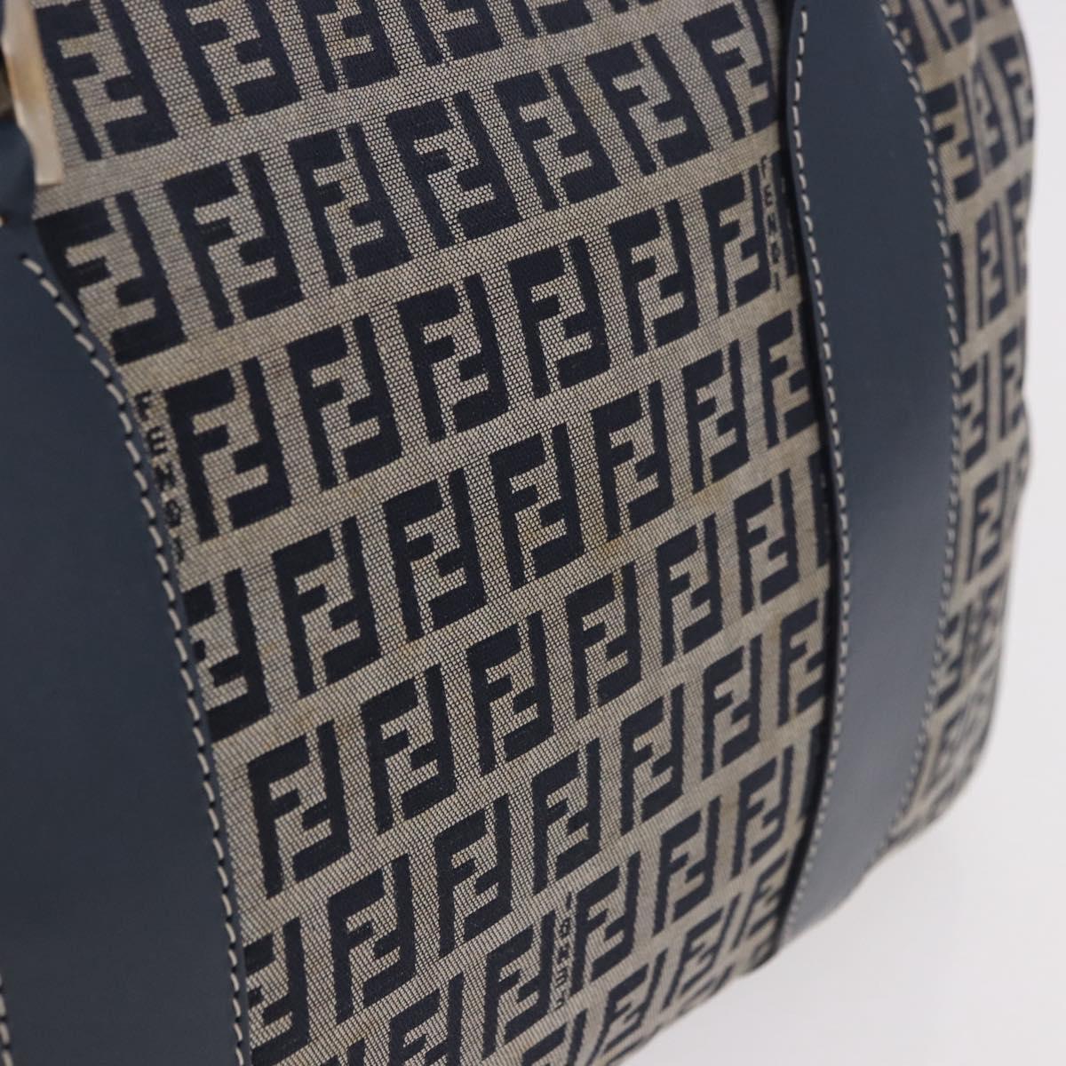 FENDI Zucchino Canvas Hand Bag Navy Silver Auth ka4913V - Jerrillo image 3