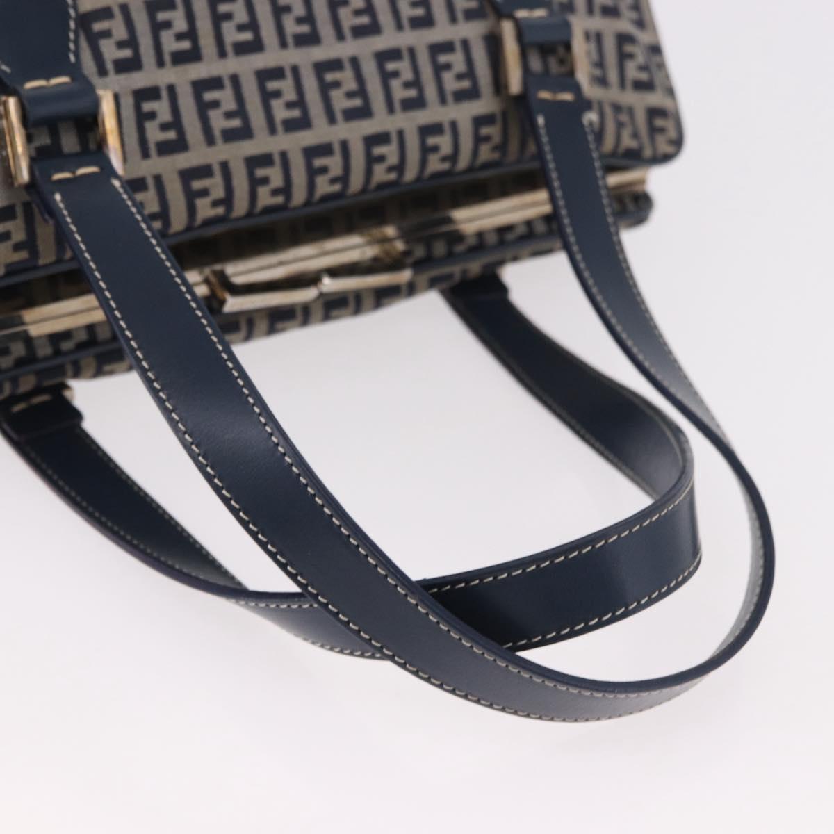 FENDI Zucchino Canvas Hand Bag Navy Silver Auth ka4913V - Jerrillo image 8