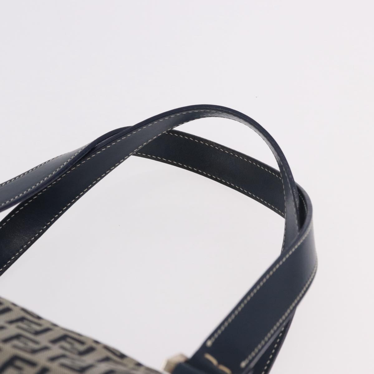 FENDI Zucchino Canvas Hand Bag Navy Silver Auth ka4913V - Jerrillo image 9