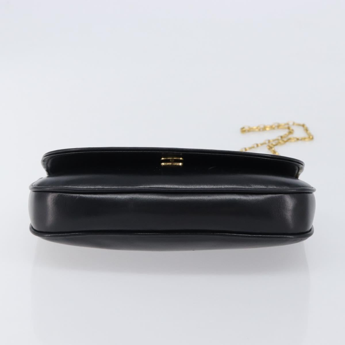 CELINE Chain Shoulder Bag Leather Black Gold Auth ka6346 - Jerrillo image 5