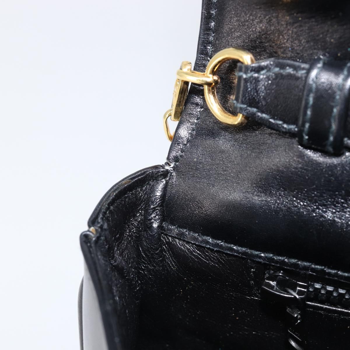CELINE Chain Shoulder Bag Leather Black Gold Auth ka6346 - Jerrillo image 10