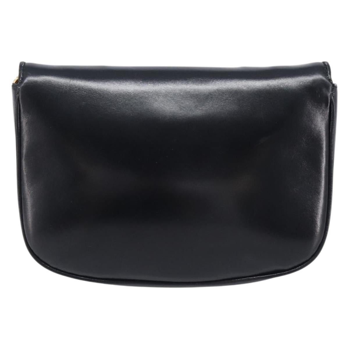 CELINE Chain Shoulder Bag Leather Black Gold Auth ka6346 - Jerrillo image 2