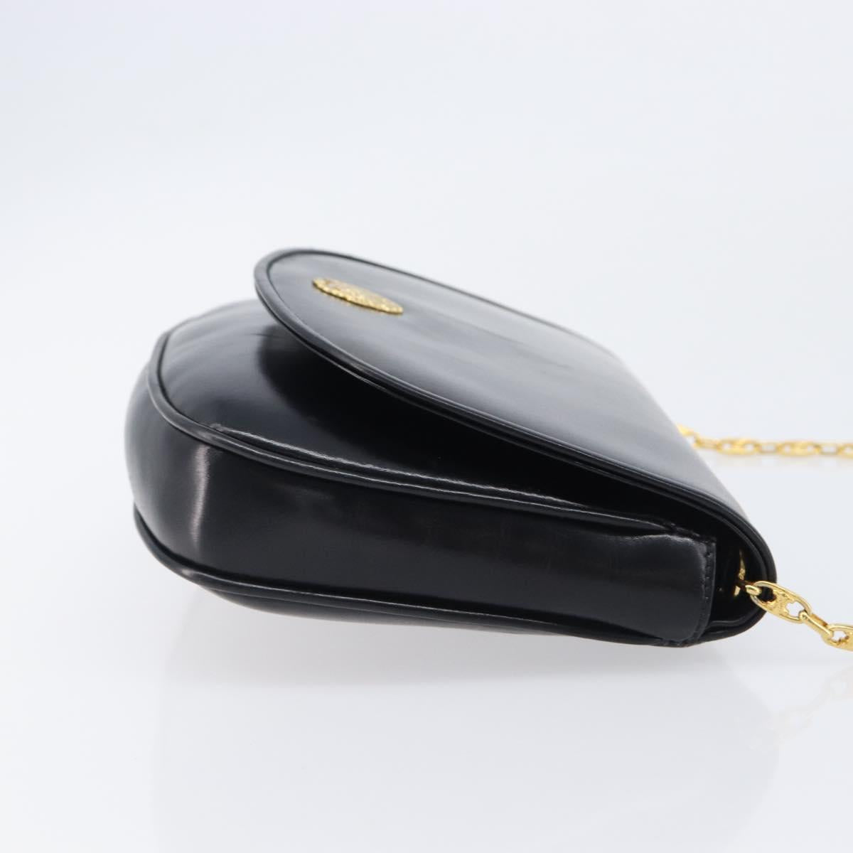 CELINE Chain Shoulder Bag Leather Black Gold Auth ka6346 - Jerrillo image 3