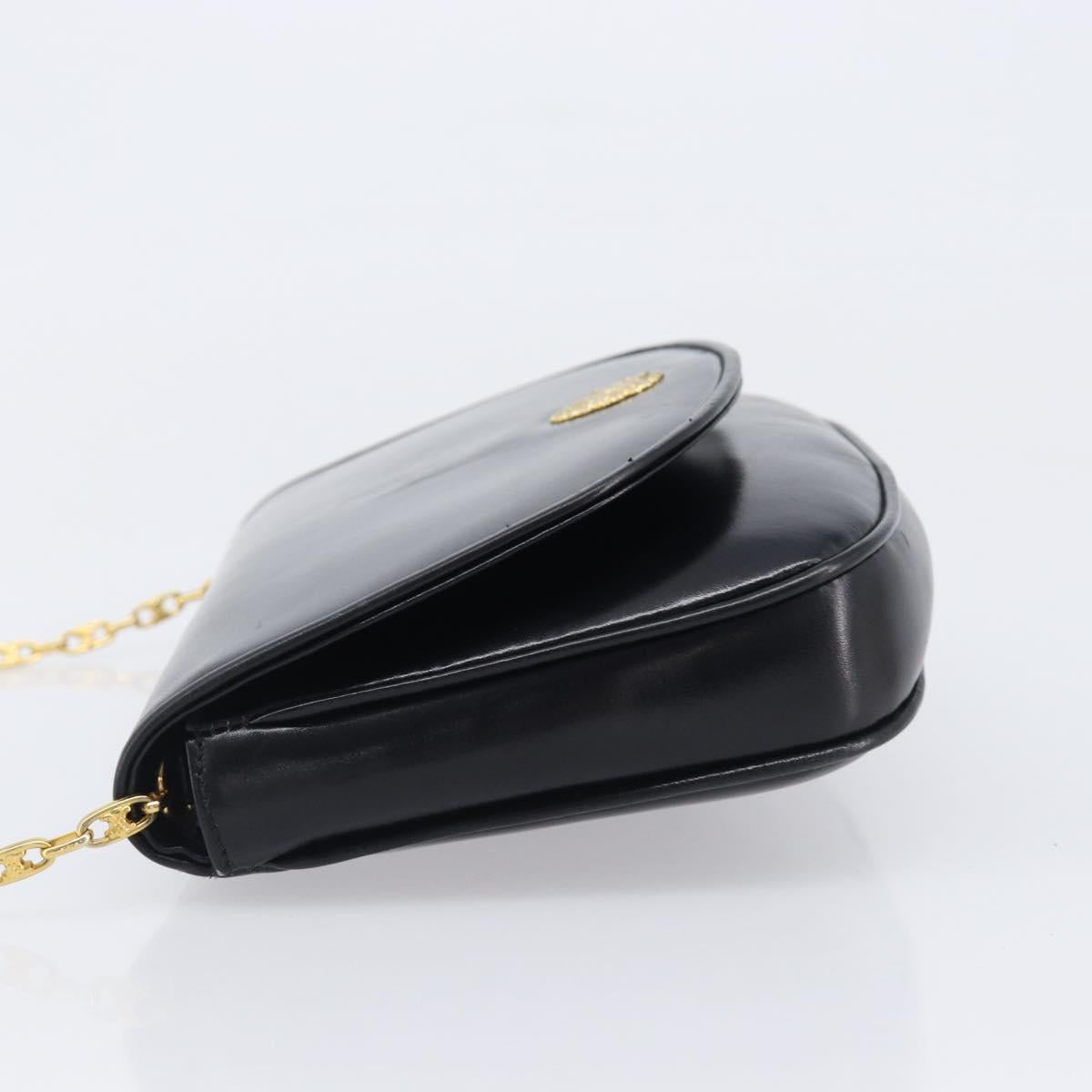 CELINE Chain Shoulder Bag Leather Black Gold Auth ka6346 - Jerrillo image 4