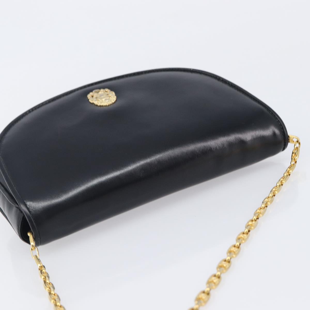 CELINE Chain Shoulder Bag Leather Black Gold Auth ka6346 - Jerrillo image 6