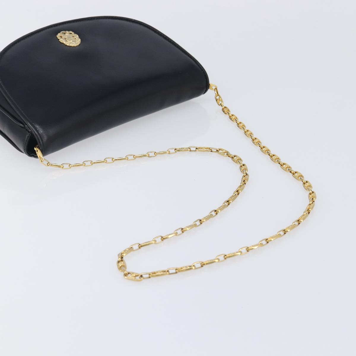 CELINE Chain Shoulder Bag Leather Black Gold Auth ka6346 - Jerrillo image 7