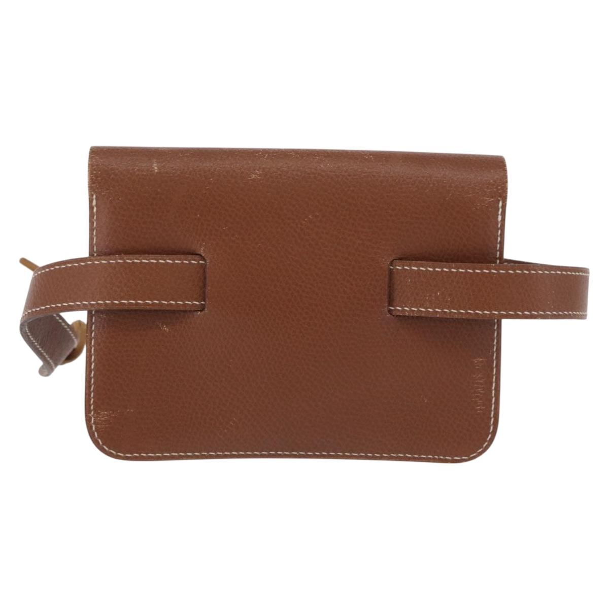 HERMES Pochette Green Leather Brown Auth ka6393 - Jerrillo image 3