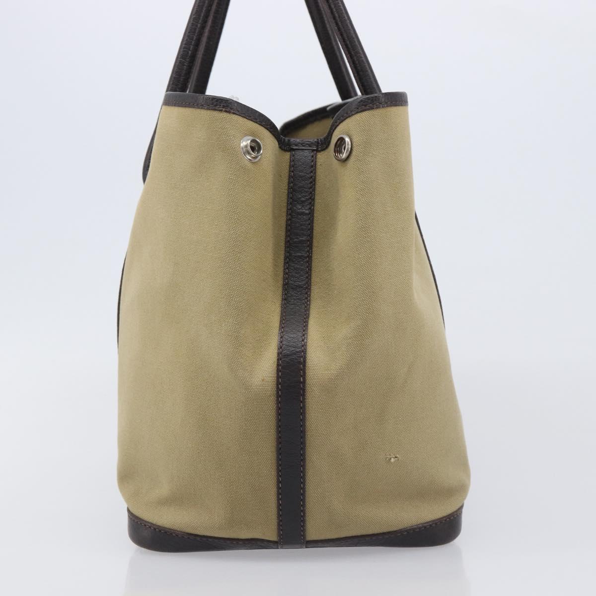 HERMES Garden Party 36 Hand Bag Canvas Beige Silver Auth ka6561 - Jerrillo image 5