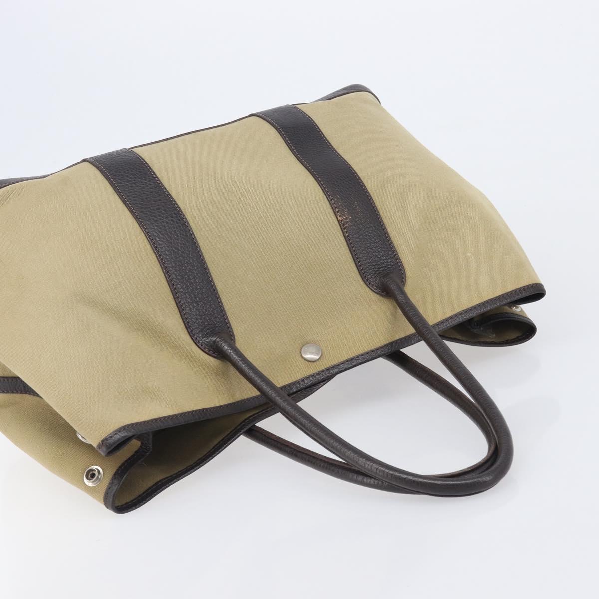 HERMES Garden Party 36 Hand Bag Canvas Beige Silver Auth ka6561 - Jerrillo image 8