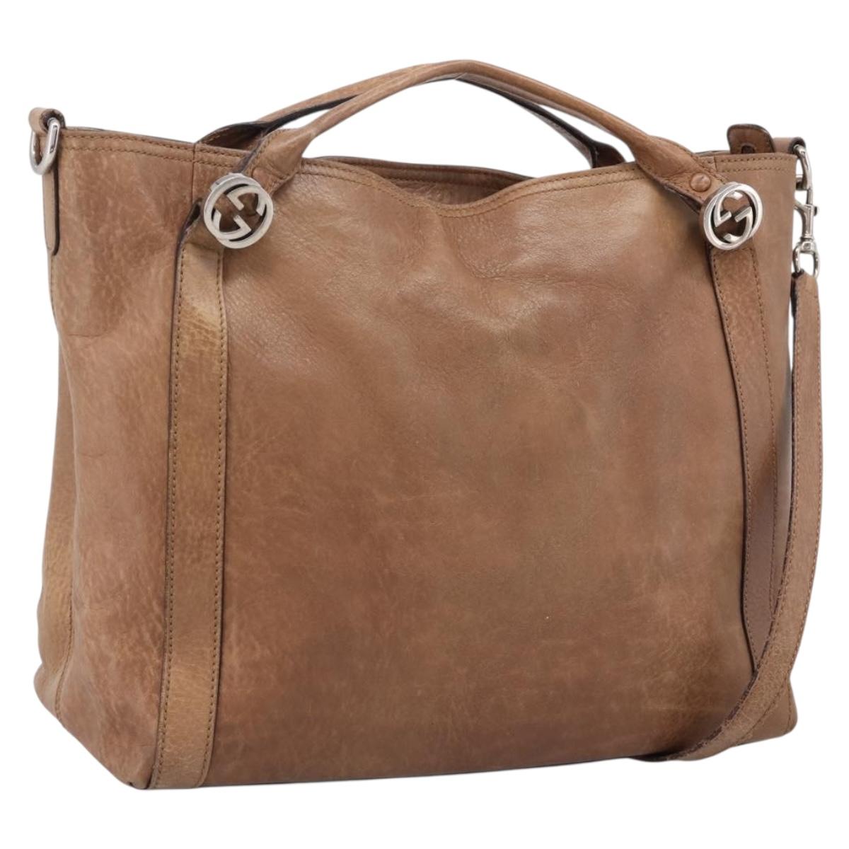 GUCCI Miss GG Hand Bag Leather Brown Silver 323675 Auth ka6739 - Jerrillo
