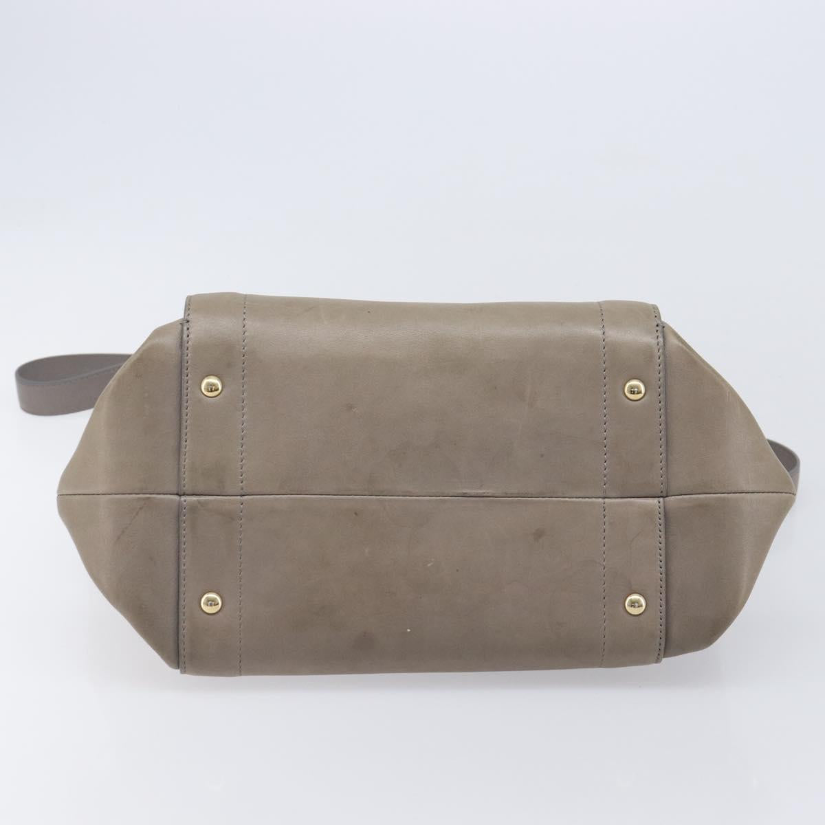 Salvatore Ferragamo Gancini Hand Bag Leather 2way Gray Gold Auth LN143 - Jerrillo image 5