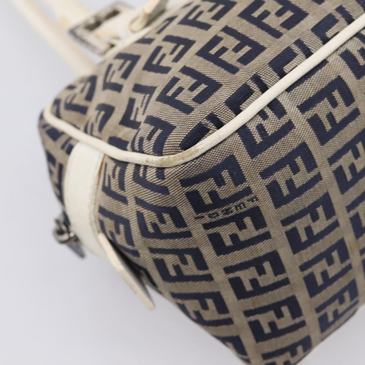 FENDI Zucchino Canvas Hand Bag Navy Silver 8BN004 Auth mr2935 - Jerrillo image 10