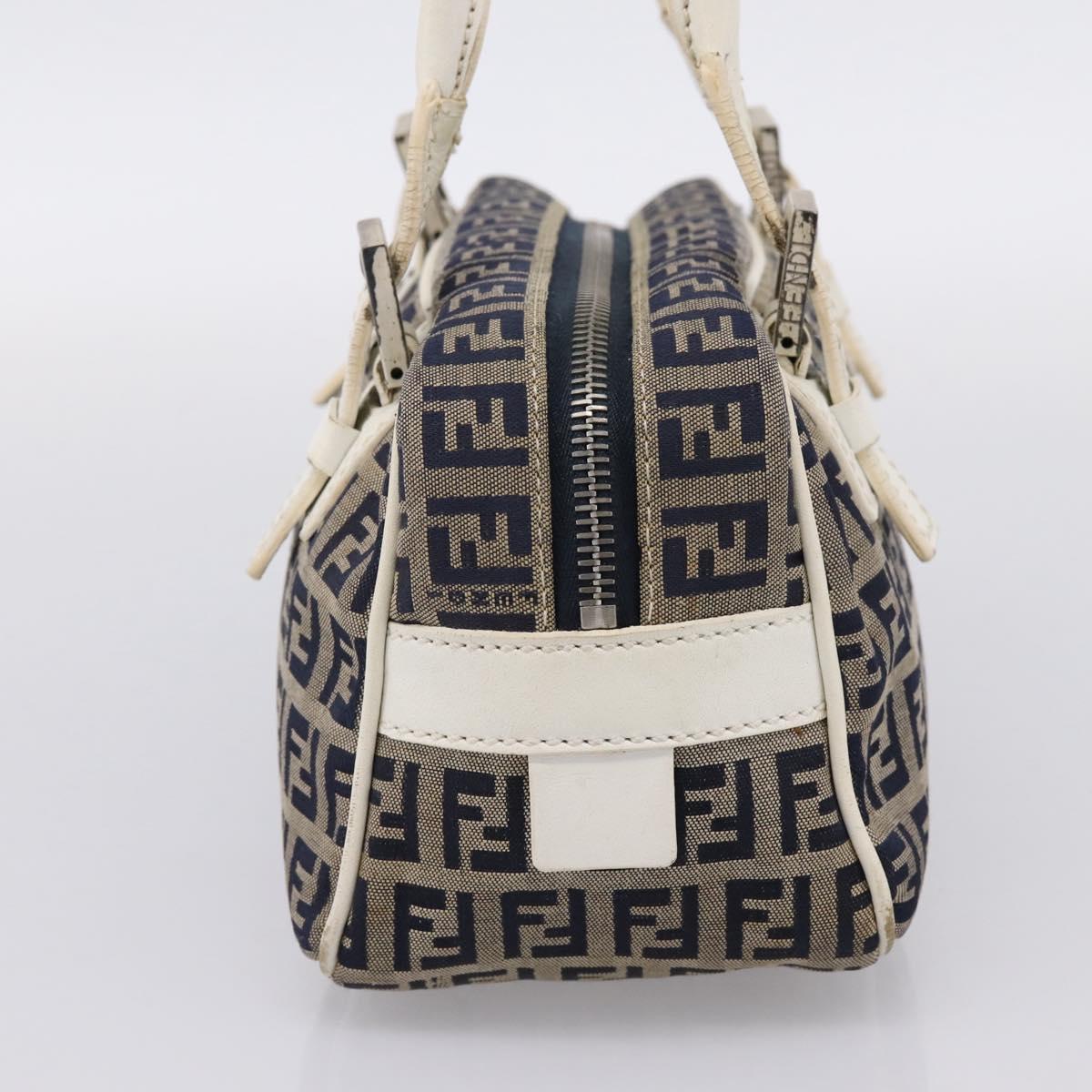 FENDI Zucchino Canvas Hand Bag Navy Silver 8BN004 Auth mr2935 - Jerrillo image 3