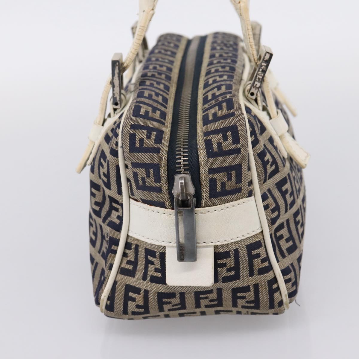FENDI Zucchino Canvas Hand Bag Navy Silver 8BN004 Auth mr2935 - Jerrillo image 4