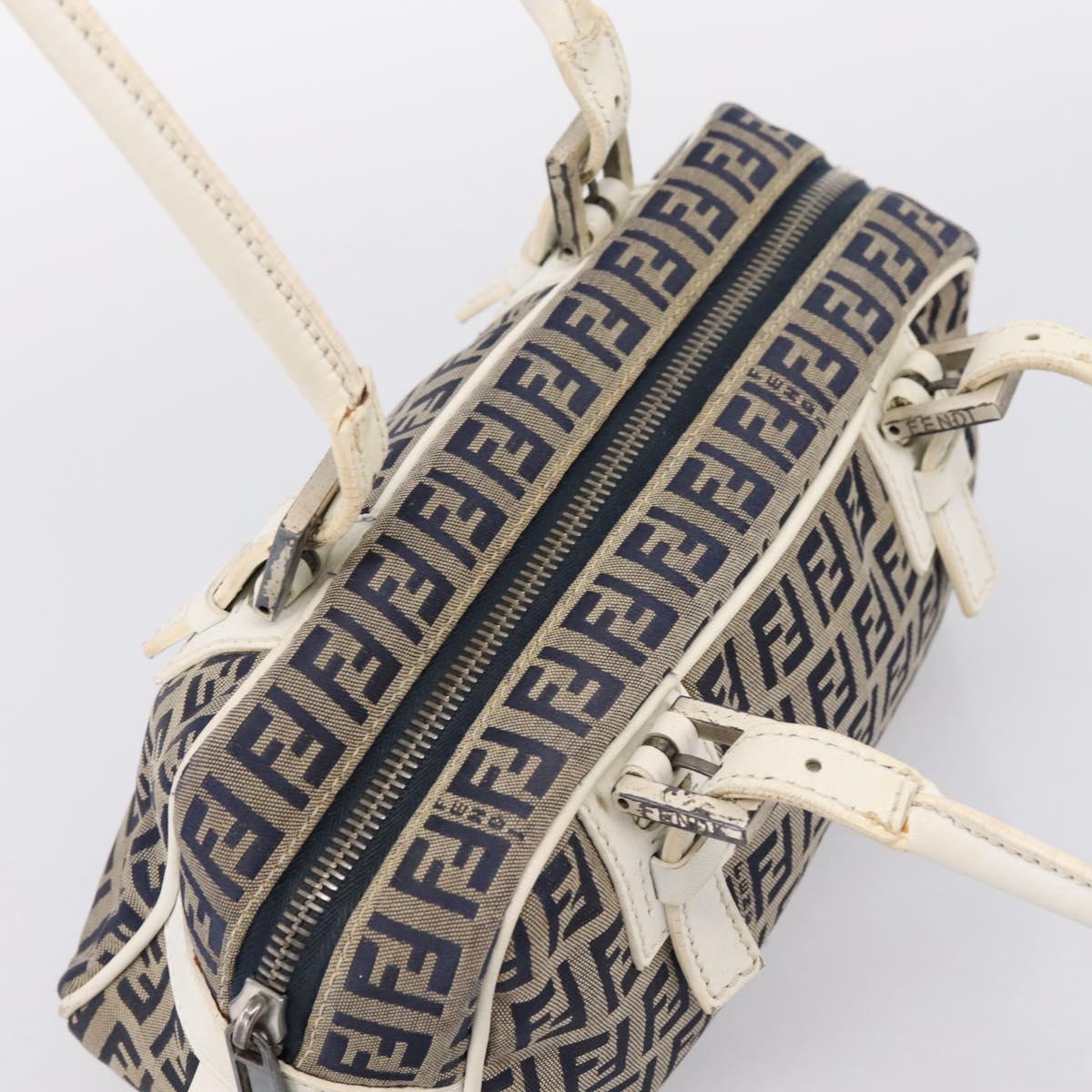 FENDI Zucchino Canvas Hand Bag Navy Silver 8BN004 Auth mr2935 - Jerrillo image 6