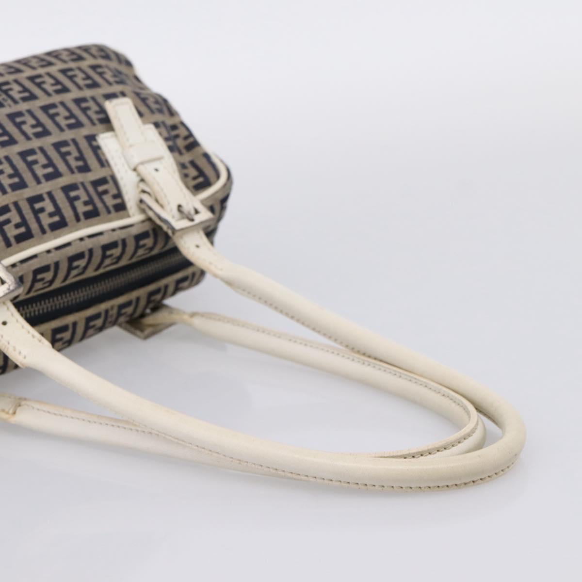 FENDI Zucchino Canvas Hand Bag Navy Silver 8BN004 Auth mr2935 - Jerrillo image 7