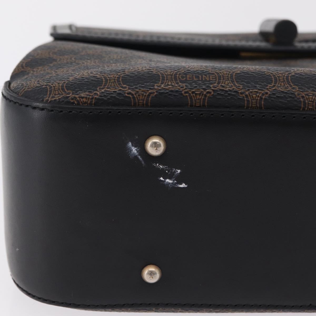 CELINE Macadam Canvas Hand Bag PVC Black Gold Tone Auth mr2952A - Jerrillo image 6