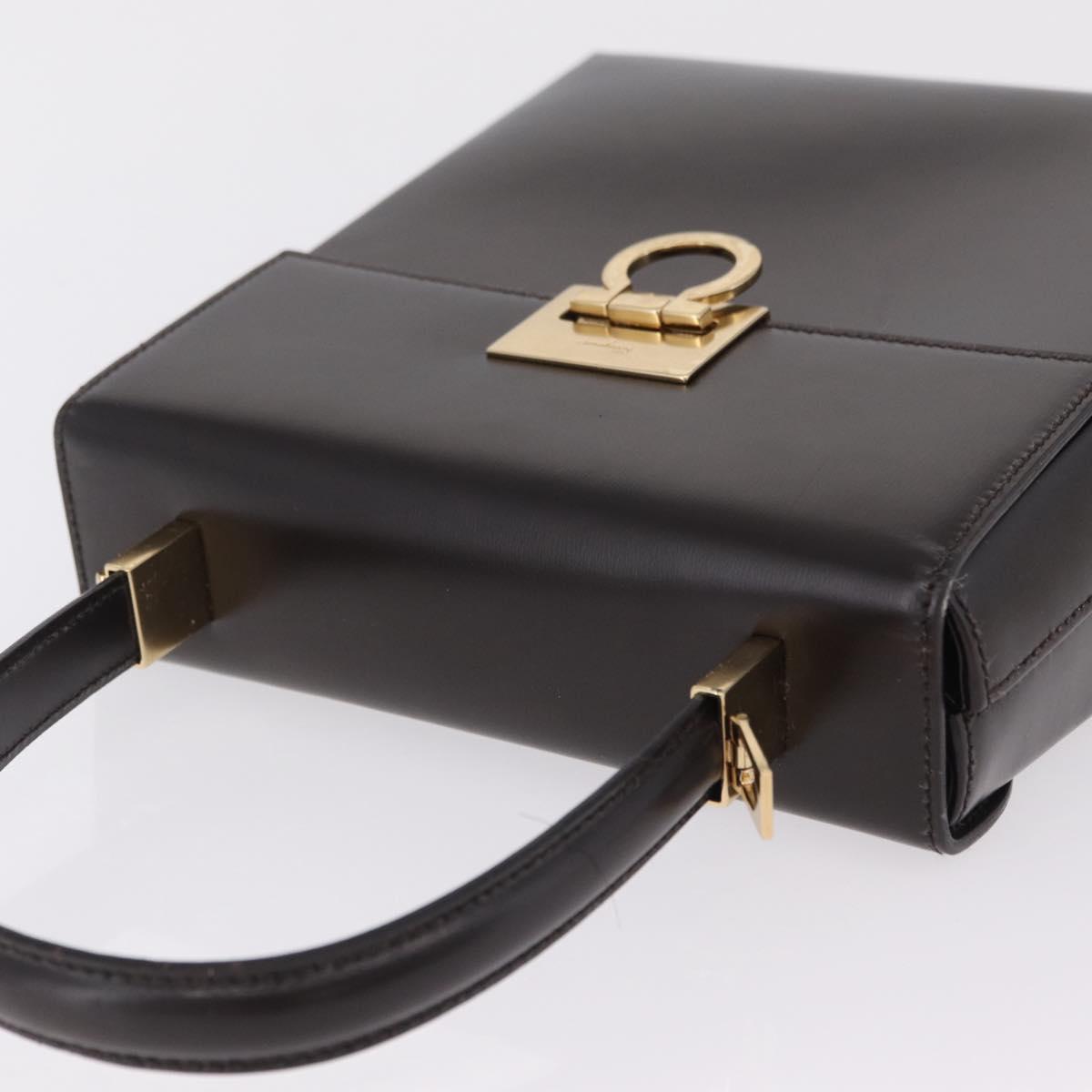 Salvatore Ferragamo Hand Bag Leather Brown Gold Tone Auth mr2958A - Jerrillo image 7