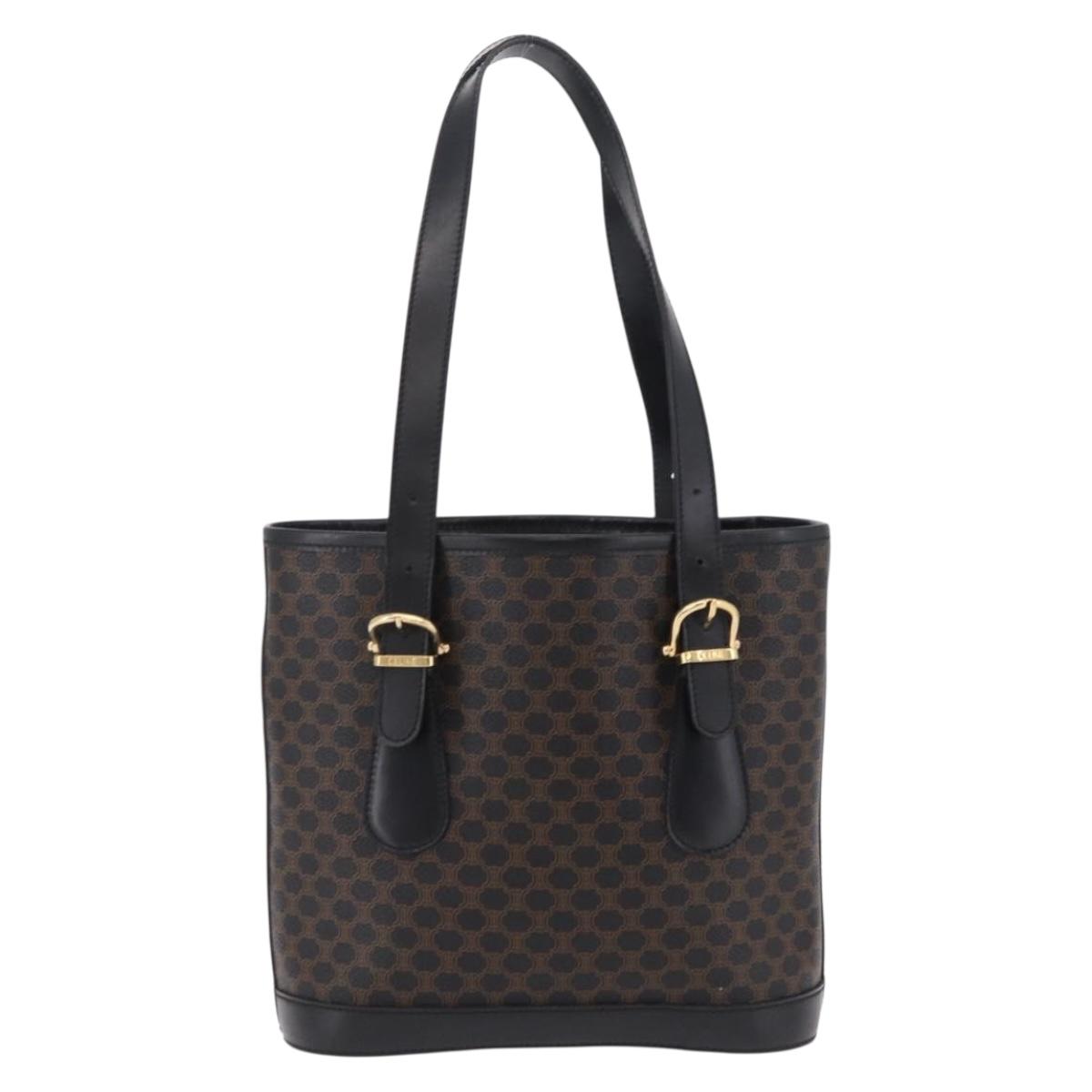 CELINE Macadam Canvas Tote Bag PVC Black Gold Tone Auth mr2983A - Jerrillo image 2