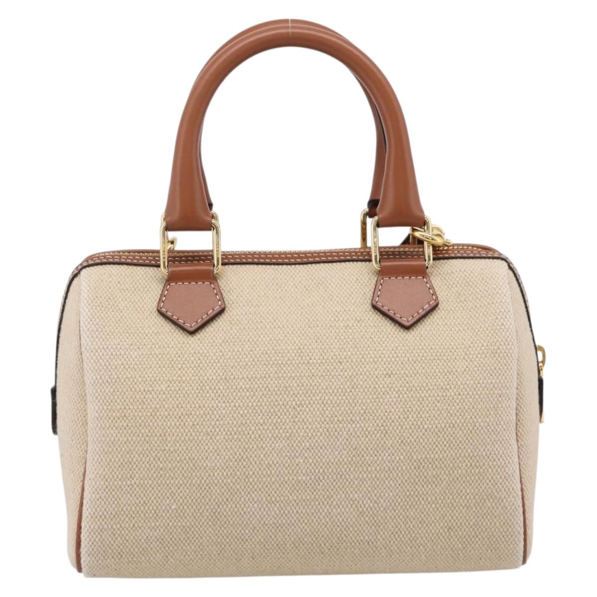CELINE Hand Bag Canvas 2way Beige Gold Tone Auth mr3055V - Jerrillo image 2