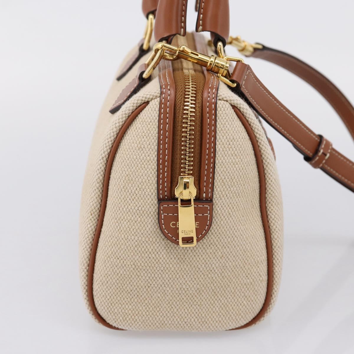 CELINE Hand Bag Canvas 2way Beige Gold Tone Auth mr3055V - Jerrillo image 3