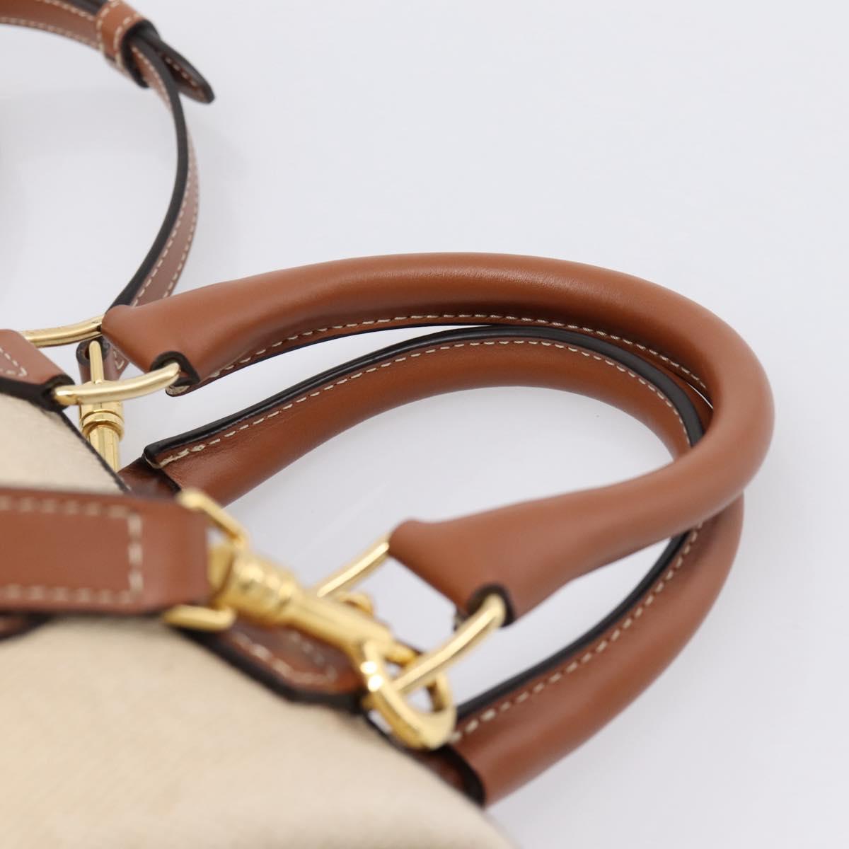 CELINE Hand Bag Canvas 2way Beige Gold Tone Auth mr3055V - Jerrillo image 8